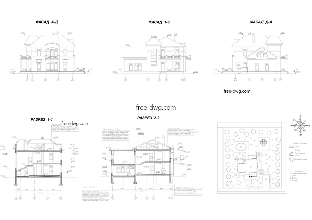 Индивидуальный жилой дом - файл чертежа в формате DWG.