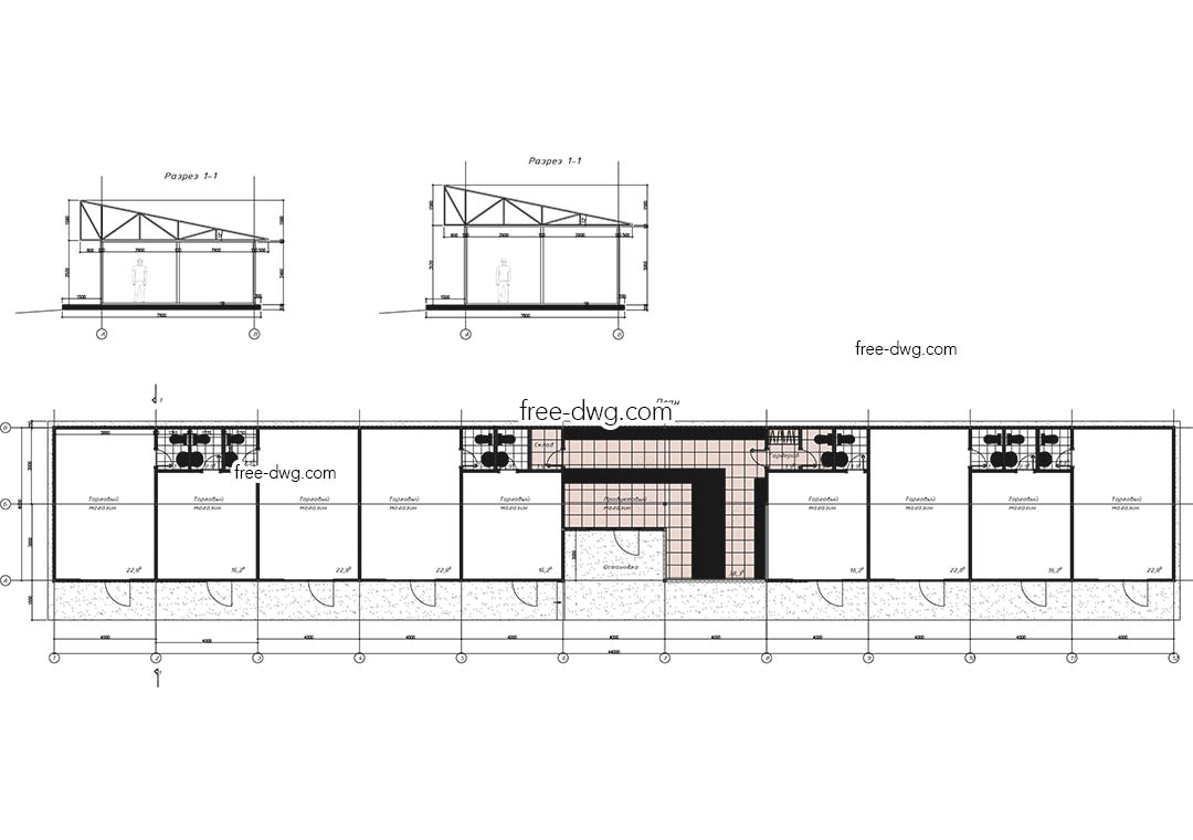 Торговые павильоны - файл чертежа в формате DWG.