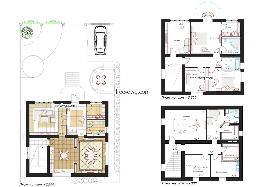 Дизайн проект интерьера дома - файл чертежа в формате DWG.
