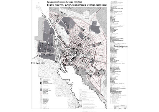 Генеральный план города Вытегра - файл чертежа в формате DWG.