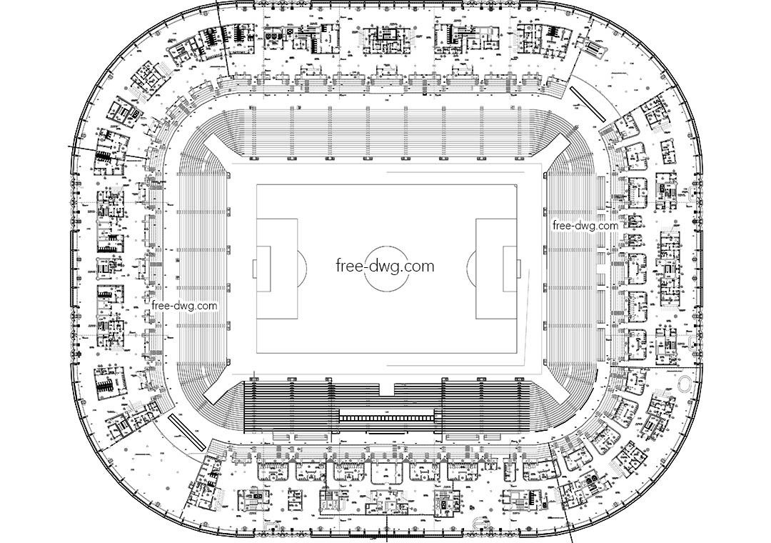 План стадиона на отметке +17850 - файл чертежа в формате DWG.