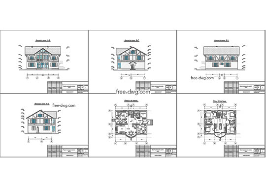 Проект загородного дома - файл чертежа в формате DWG.