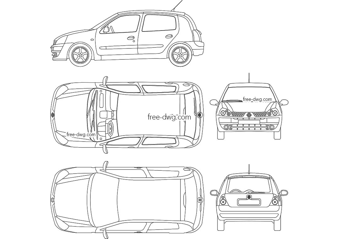Renault Clio - файл чертежа в формате DWG.