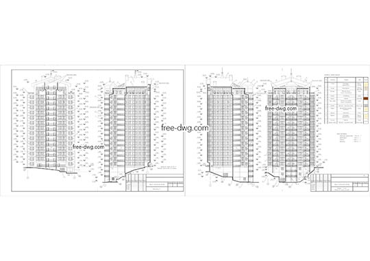 Фасады жилого комплекса - файл чертежа в формате DWG.