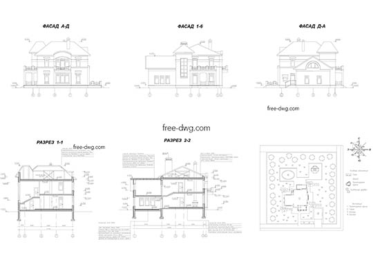 Индивидуальный жилой дом - файл чертежа в формате DWG.