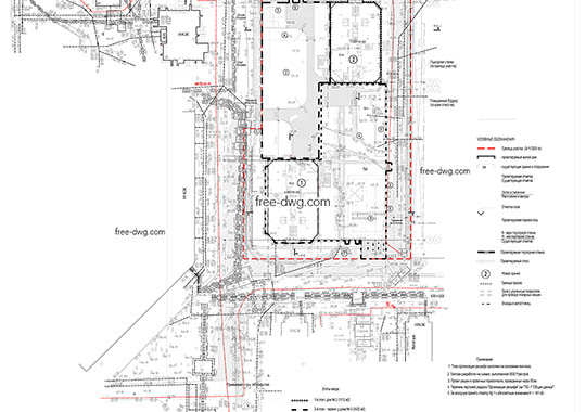 План организации рельефа жилого комплекса - файл чертежа в формате DWG.