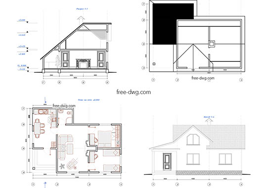 Дачный дом - файл чертежа в формате DWG.