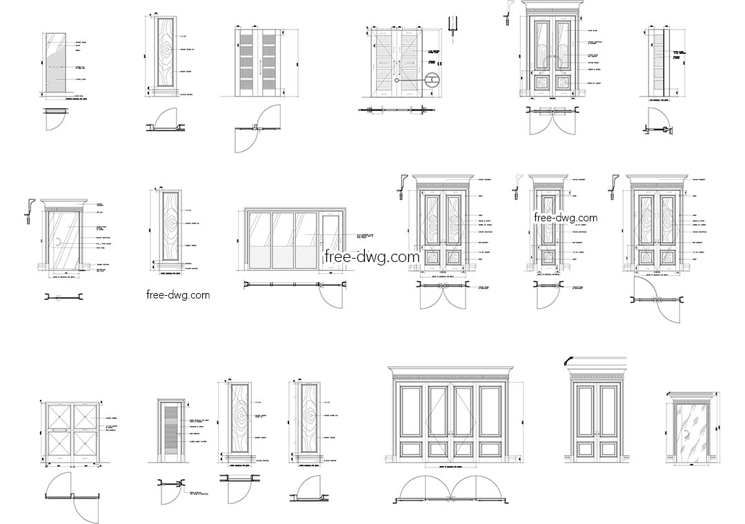 Двери в Автокаде, dwg, чертеж скачать бесплатно