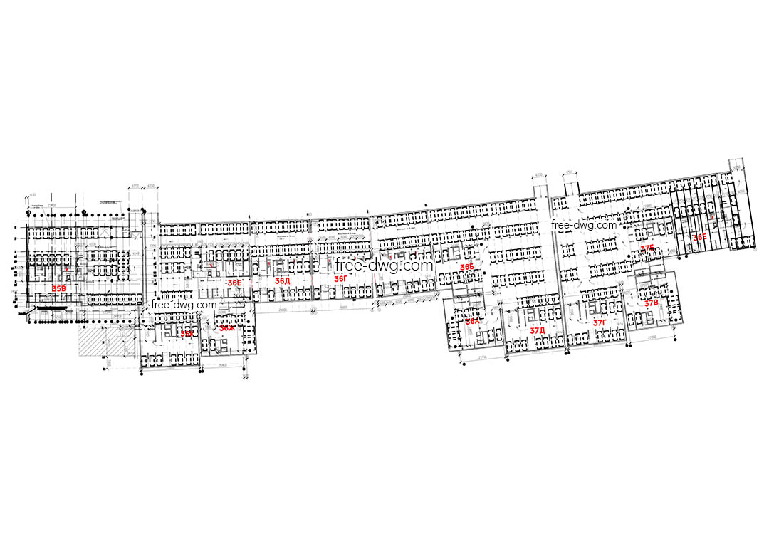 Схема подземного паркинга жилого комплекса - файл чертежа в формате DWG.