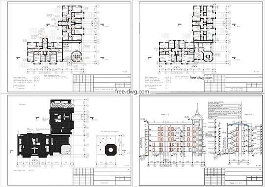 АР проект жилого комплекса - файл чертежа в формате DWG.