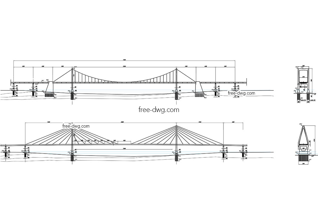 Вантовый мост - файл чертежа в формате DWG.