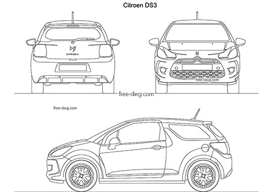 Citroen DS3 - бесплатный чертеж