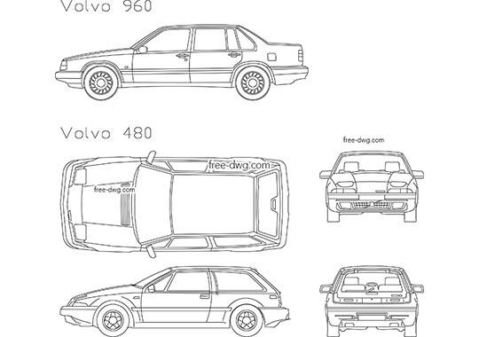 Volvo 960, Volvo 480 - бесплатный чертеж