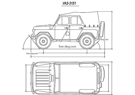 UAZ 3151 - бесплатный чертеж