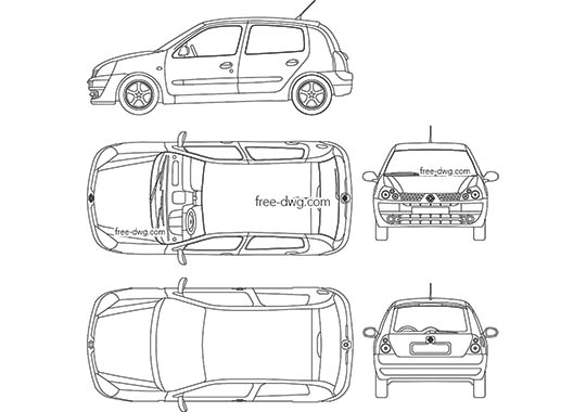 Renault Clio - бесплатный чертеж