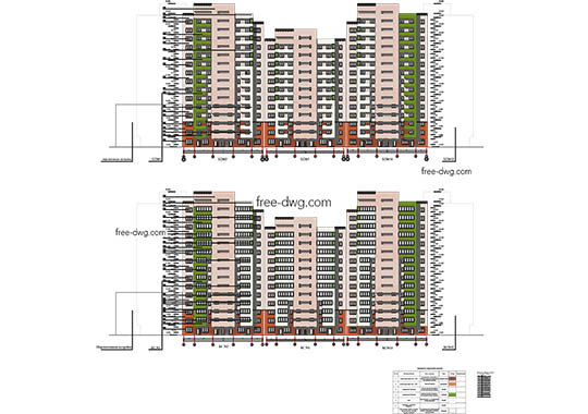 Фасады жилого комплекса 4 - файл чертежа в формате DWG.