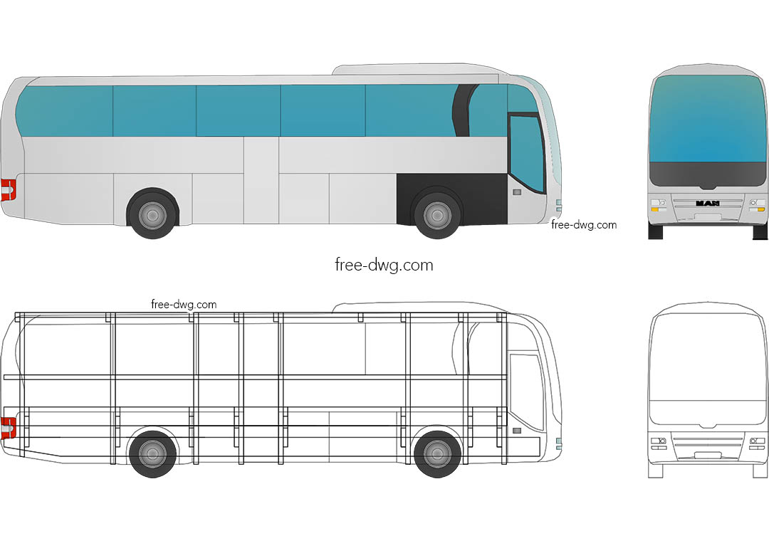 Man Автобус - файл чертежа в формате DWG.
