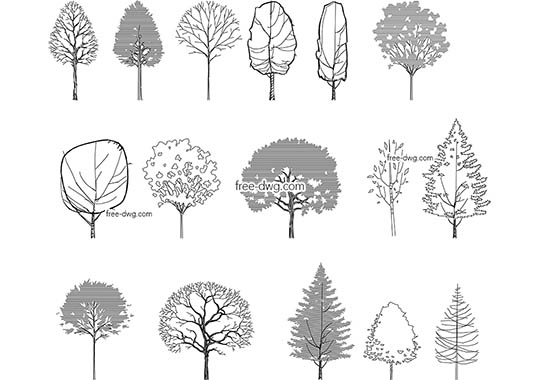 Деревья сбоку - бесплатный чертеж