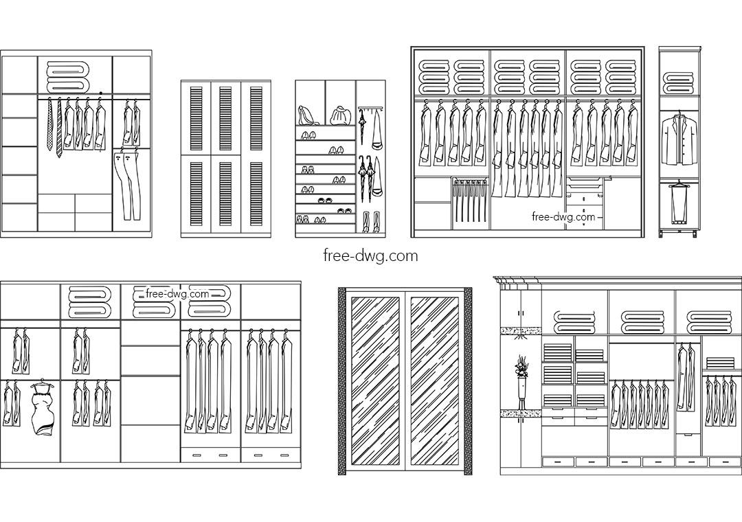 Шкафы для одежды - файл чертежа в формате DWG.