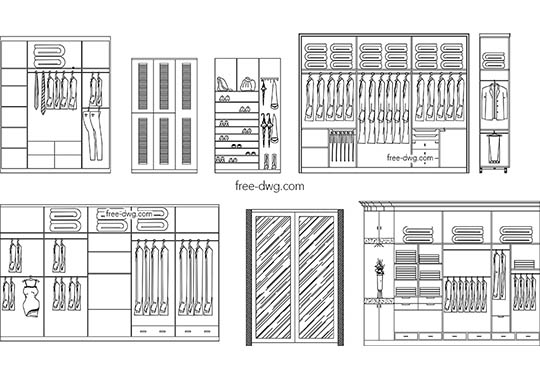 Шкафы для одежды - файл чертежа в формате DWG.