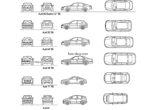 Коллекция Ауди - бесплатный чертеж