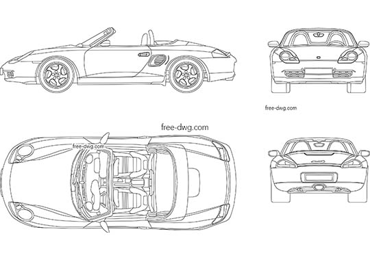 Porsche Boxster - бесплатный чертеж