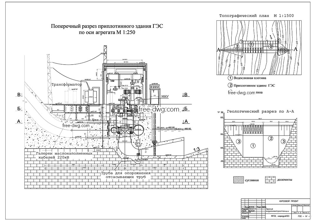 Проект ГЭС - файл чертежа в формате DWG.